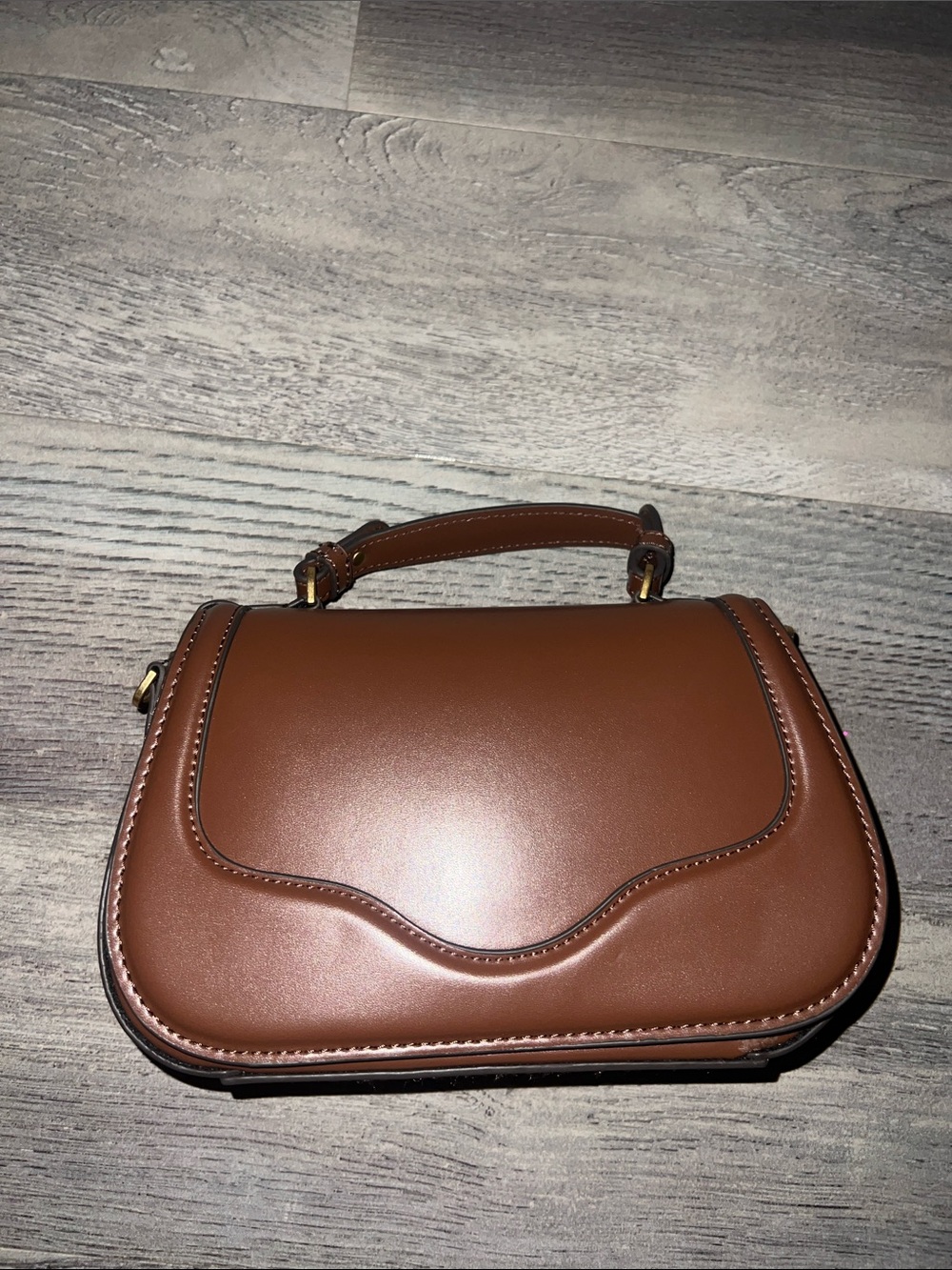 Zara Brown Mini Top-Handle Crossbody Bag